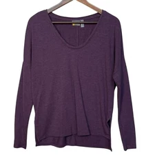 Zella Women Shirt Size S Purple Scoop Neck Stretch Long Sleeve Yoga Run Active