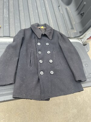 Vintage US Navy Pea Coat, 1950s to 1960s era, Classic Black