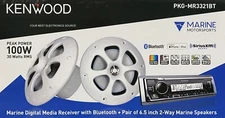 NEW Kenwood PKG-MR3321BT Marine Digital Media Receiver Radio & Speaker Package
