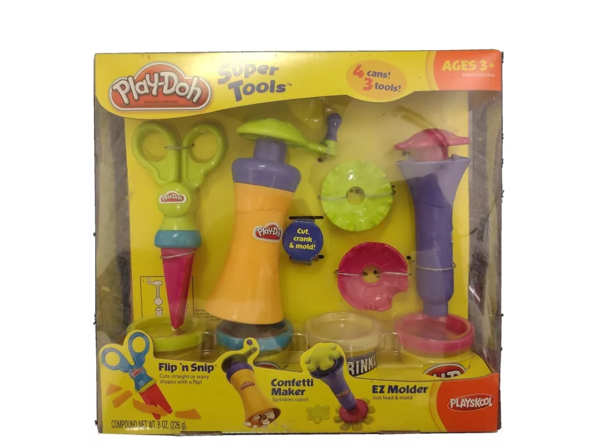 Play-Doh Playskool 3 Super Tools 4 cans in sealed box -L@@k NEW and hard to  find