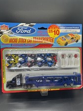 Imperial Diecast MICRO 1/144 STOCK CAR TRANSPORTER FORD W/ 5 CARS AND SIGNS