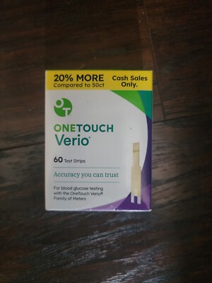 One Touch Verio Blood Glucose Testing Strips 60 Test Strips 08/2025+