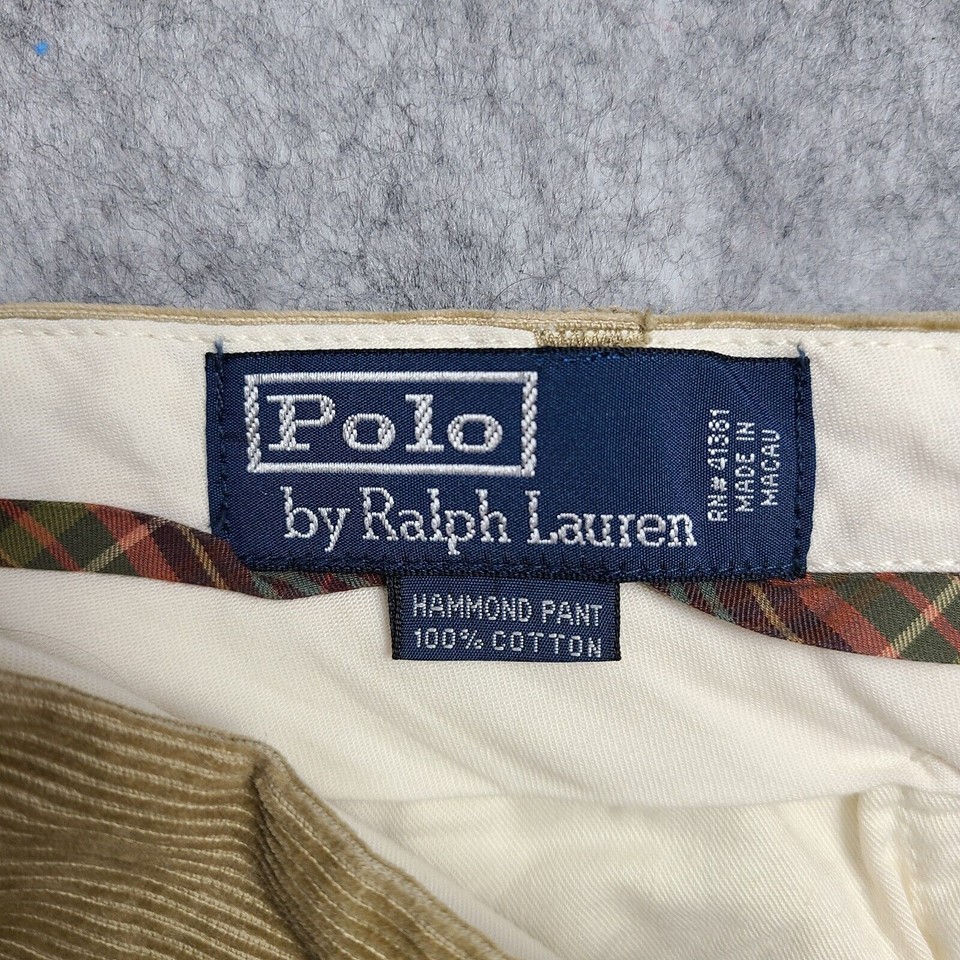 Vintage Polo Ralph Lauren Corduroy Pants Mens 38x32 Hammond Khaki