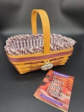Longaberger 1997 Vintage Purple Sweet Treats Basket+Liner+Protector+Tie On+Card