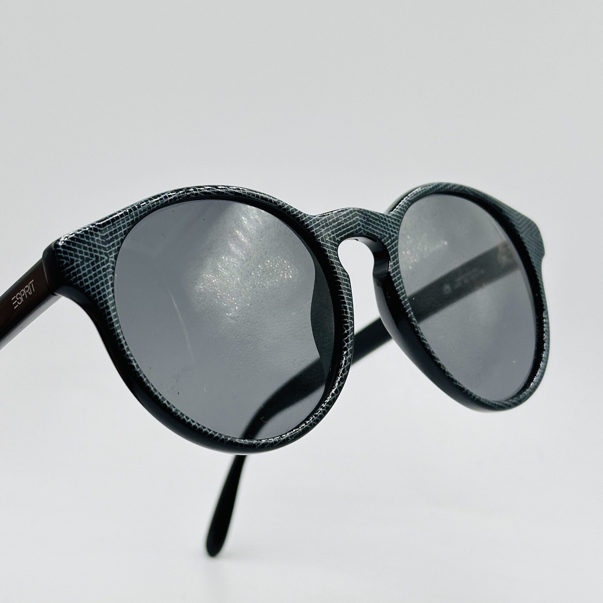 Esprit Sunglasses Men Women Round Black Blue Patterned Mod 