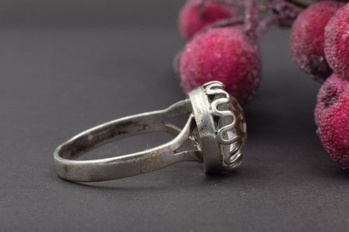 Collectible jewelry ! Antique Ukraine russian stone Rock Crystal Silver 875 ring - Picture 6 of 17