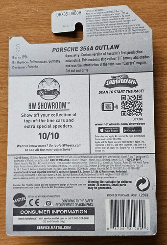 DHX35-D9B0H HOT WHEELS PORSCHE 356A OUTLAW SILVER MAGNUS WALKER 10/10 120/250 - Picture 2 of 2
