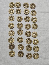 Antique Gold Colored Brass Buttons/ 32 Matching/ Stipled/ Handmade Pre- 1930's