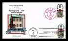 DR JIM STAMPS US COVER SAVINGS AND LOANS FDC DUAL CANCEL COLLINS HAND PAINTED