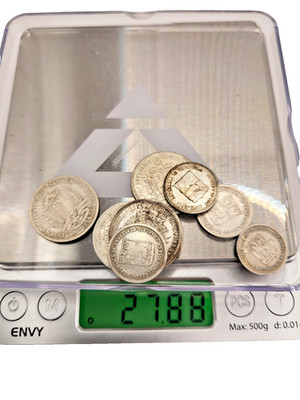 Lot von 8 Venezuela Silbermünzen - 1936-1960 - Bolivares & Centimos 0,835 27,88g