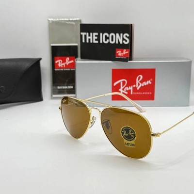 Ray-Ban Sonnenbrille RB3025 Pilotenbrille goldfarbenes Gestell hellbraune Gläser 58 mm