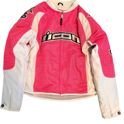 MEDIUM Womens Icon Glam Hooligan 2 Mesh Padded Pink Moto Dirt Bike Racing Jacket