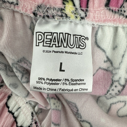 Women's L Christmas Pajama Pants Snoopy & Woodstock Pink Presents & Sledding NWT - Picture 6 of 7