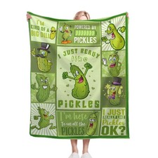 Pickle Blanket Funny Gift for Pickle Lover Soft Flannel Decor 40x50 Inch