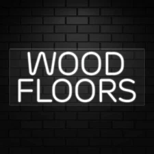 Wood Floors Sign for Business Displays | LED Flex Neon | 32"W x 13"H x 1"D