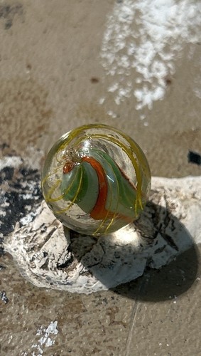 Antique German Handmade Solid Core Swirl Marble – Rare Mint Green Core, 12mm - Picture 2 of 4