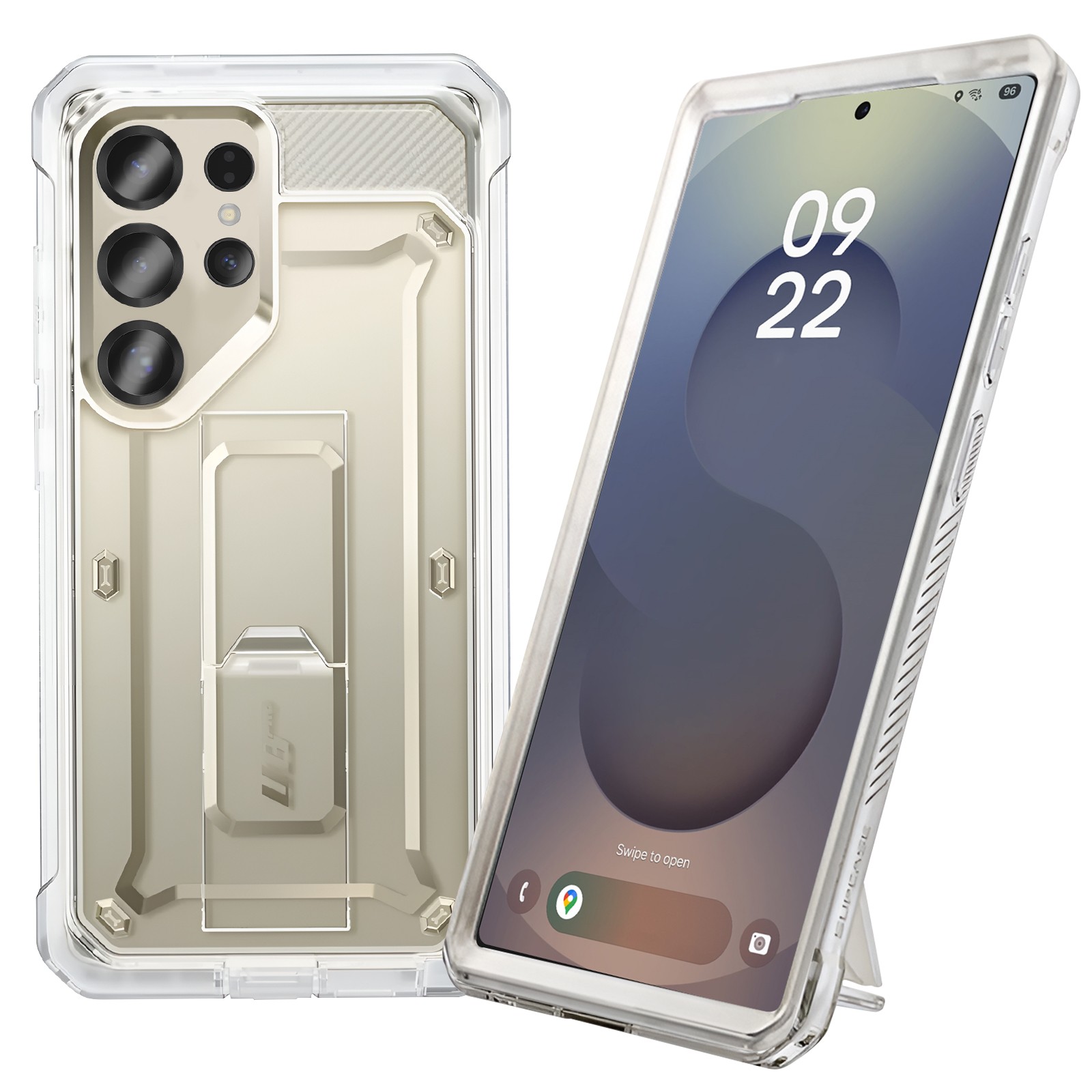 Coque Samsung S25 Ultra antichoc avec béquille de protection intégrale noire