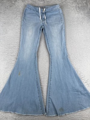 Rue21 Jeans Juniors 1 Blue Denim High Rise Flare Cotton Tri-Blend 27x33 STAINS