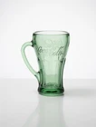 Vintage Coca Cola Green Embossed Thick Glass Mug with Handle 16 oz 6” Tall