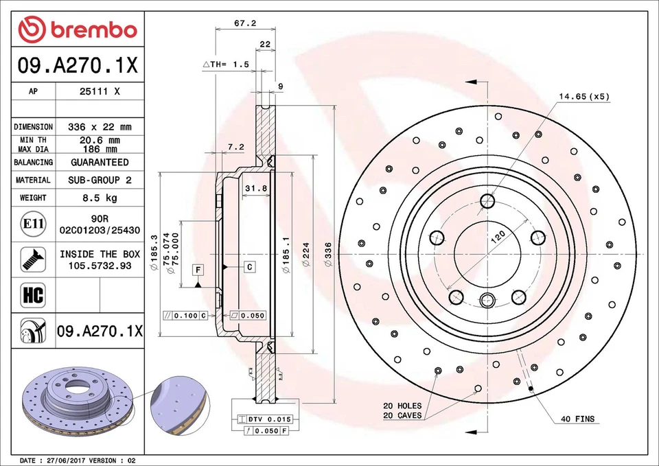 2x Brake Discs Pair Vented fits BMW 325 E90, E91 3.0 Rear 07 to 12 N53B30A 336mm - Image 3 of 4