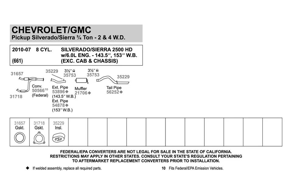 For Chevy Silverado 3500 HD 07-10 Exhaust Muffler Quiet-Flow Steel Round Foto 4 de 4