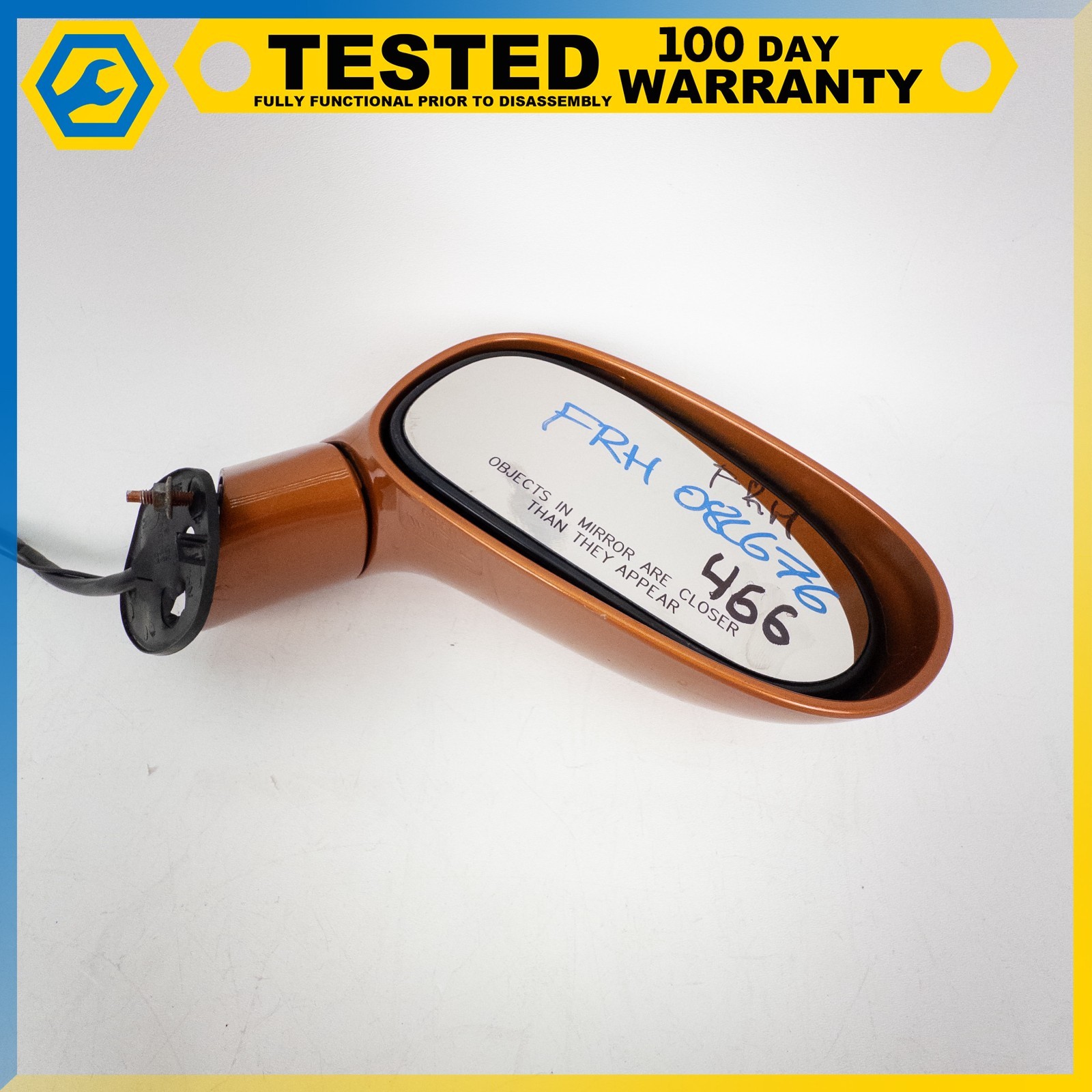 05-13 CHEVROLET CORVETTE C6 FRONT RIGHT POWER FOLD DOOR MIRROR ORANGE OEM