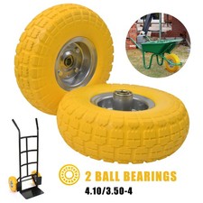 2x 10" PUNCTURE PROOF SACK TRUCK TROLLEY WHEELS 4.10/3.50-4 SOLID TYRE 16MM BORE