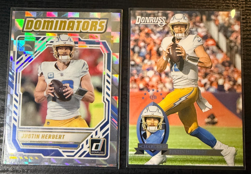 2025 Panini Donruss Dominators #DOM-JHT Justin Herbert + Donruss #11
