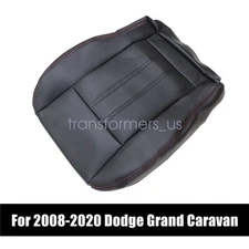 Fits 2010-20 Dodge Grand Caravan Red Seam Driver Bottom Leather Seat Cover Black