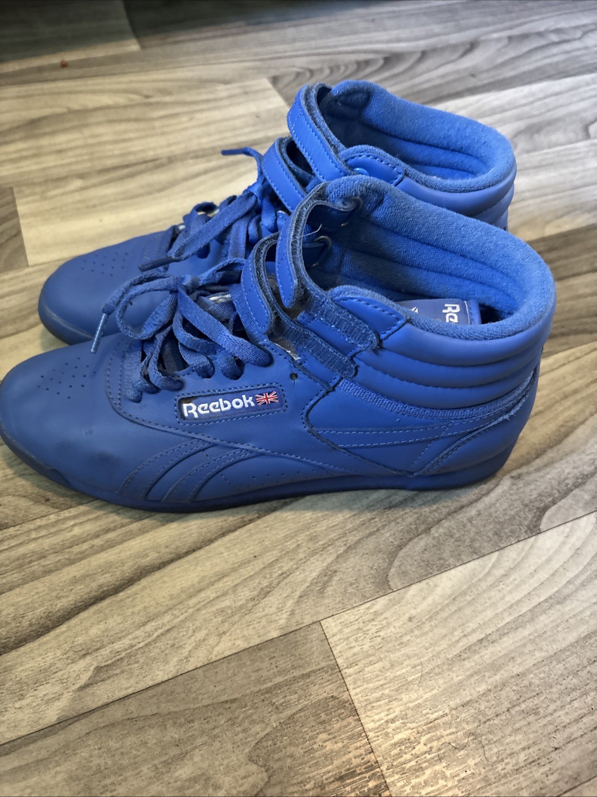 Vintage 1980s Women’s Blue Reebok Classic Freestyle High Tops Size 9.5 Disco image 4