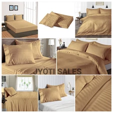 Best Bedding 1000TC/1200TC 100% Cotton US Sizes Select Item Taupe Stripe