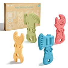 Baby Teething Toys for Babies 0-6 Months 6-12 Months, BPA Free Silicone Baby ...