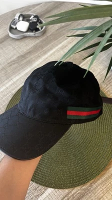Gucci Casquette de baseball homme noir monogramme GG cuir réglable taille M - Photo 1/4