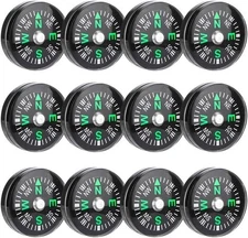 12/50 Pieces Mini Compass Small Button for Kids 20mm Bulk Hiking Liquid Filled