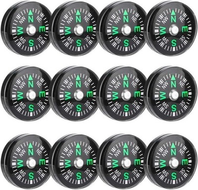 12/50 Pieces Mini Compass Small Button for Kids 20mm Bulk Hiking Liquid Filled
