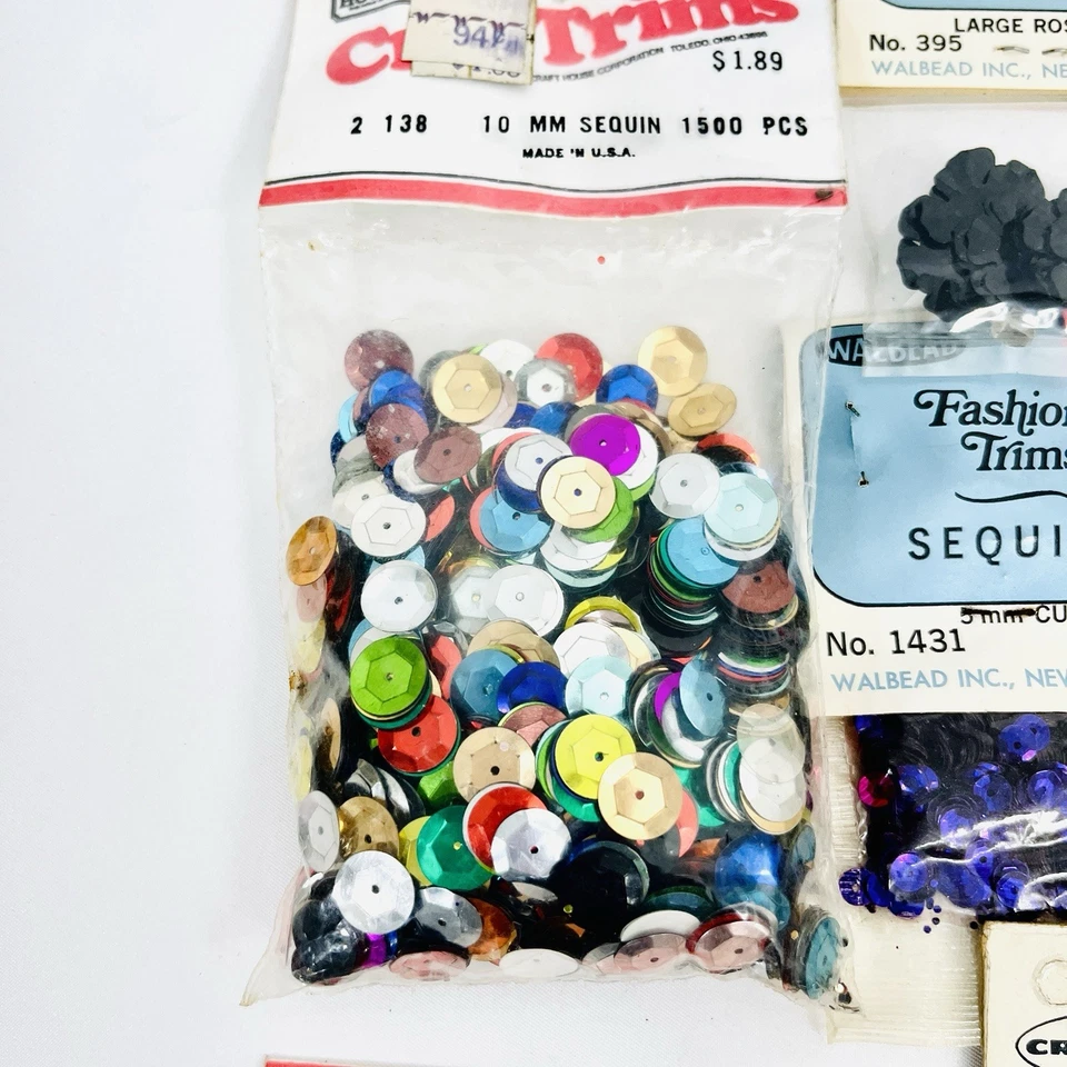 Lote de 20 cuadrados de lentejuelas con lentejuelas de diseño de casa artesanal nieve vintage Foto 3 de 4