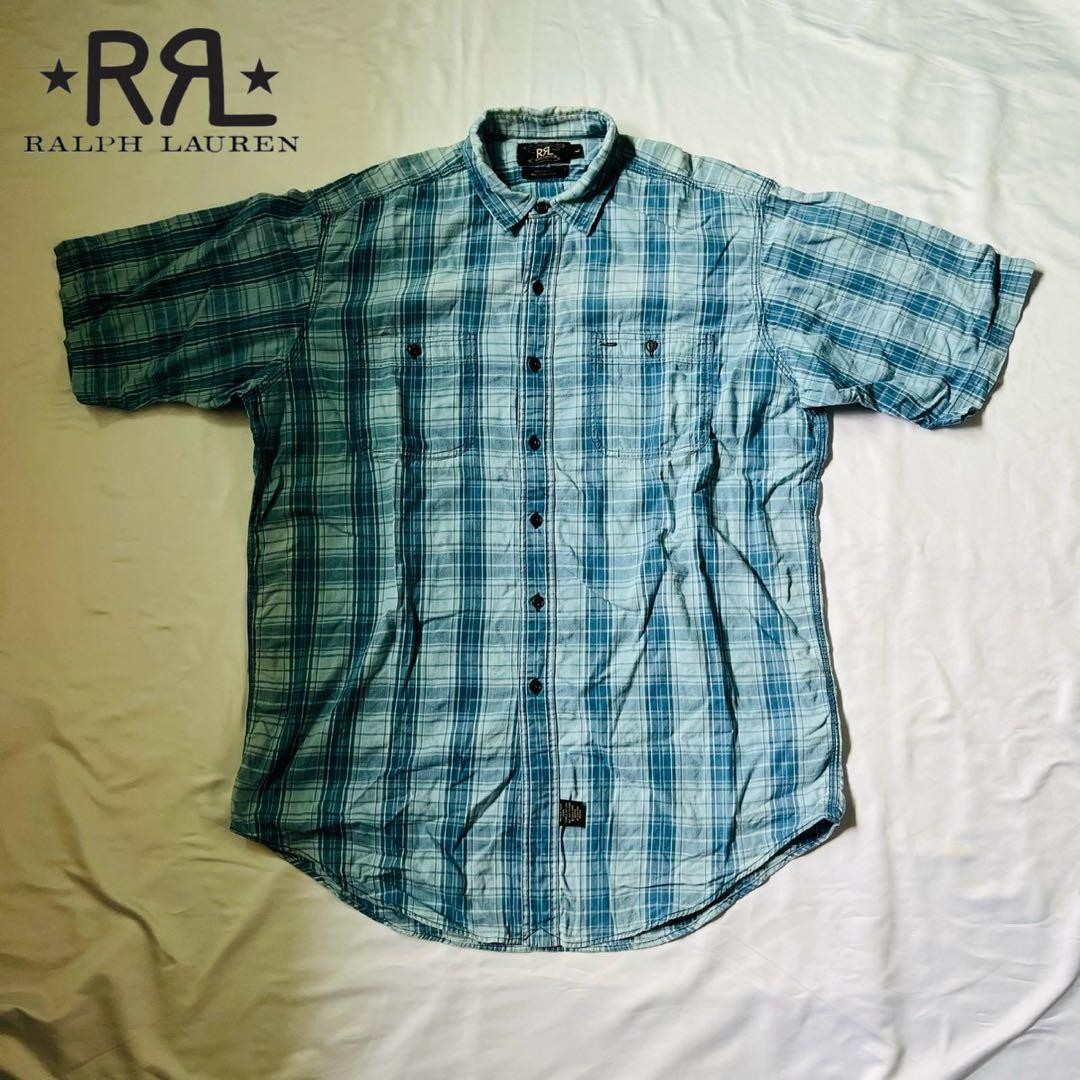 RRL】90's Open collar check shirt Polo Ralph Lauren 90s ADAMS Open