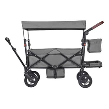 Uimoso Collapsible Double Wagon Stroller for Two Kids with Canopy Dark Gray