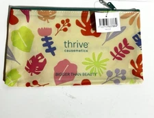 Thrive Cosmetic Bag Makeup Bag Inspirational Quote Grow Zip Pouch Travel