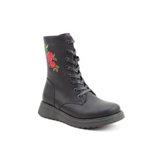 Heavenly Feet Martina 4 Rose Ladies Black Vegan Zip & Lace Mid-Calf Boots