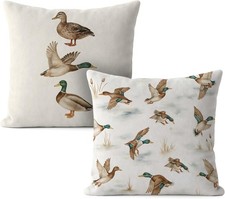 Rustic Mallard Duck Pillow Covers 18x18, Mallard Duck Nursery Decor, Color-01