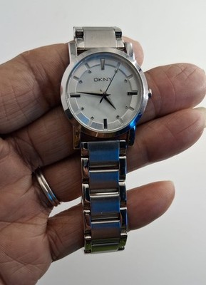 DKNY Womens Watch All Stainless Steel Mother of Pearl Dial Crystal NY-4519