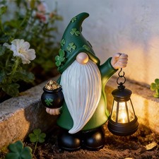 LEAESMHR St Patrick's Day Gnome Decorations Outdoor, Solar Leprechaun Decor w...