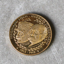 Médaille bronze militaire F. Foch et G. Clemenceau 1914/1918 Jimenez