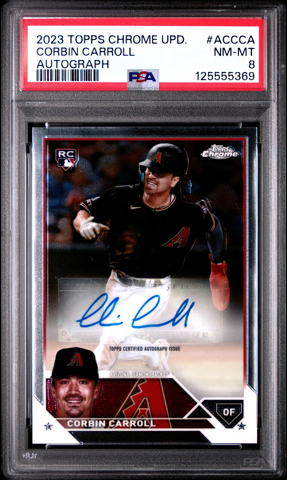 2023 TOPPS CHROME UPDATE AUTO #ACCCA CORBIN CARROLL PSA 8