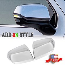 Pair Chrome Mirror Cover Cap Trims For 2021-2024 Chevy Tahoe Suburban Gmc Yukon