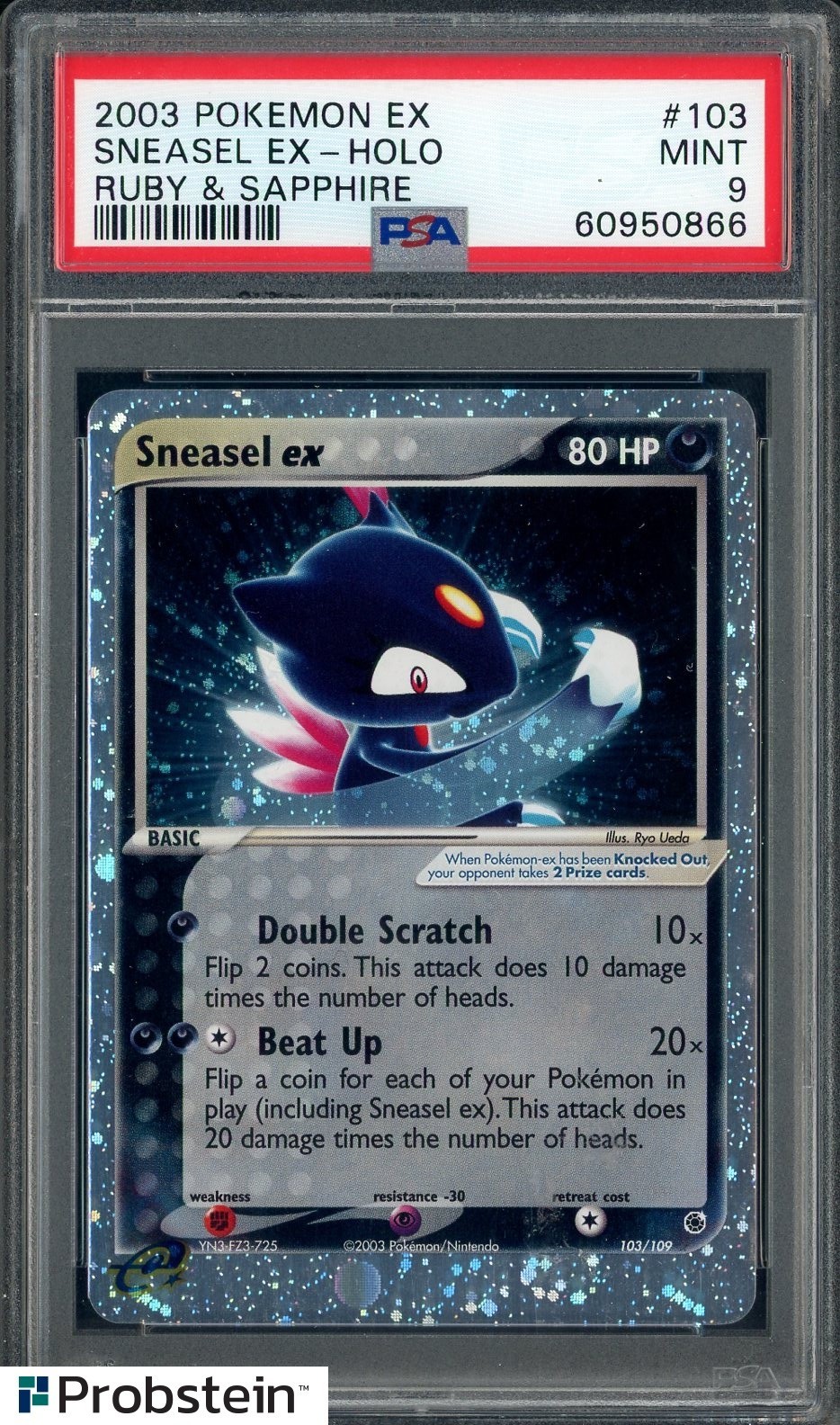 2003 Pokemon Ruby & Sapphire #103 Sneasel EX Holo PSA 9 MINT