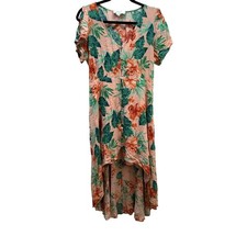 Forever 21 Size 0X Coral and Teal Knit Hi Low Dress. Preloved