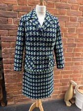 Vintage 60s 70s Wolsey Lombardi Two Piece Navy Suit Silk Blend Skirt Jacket 14