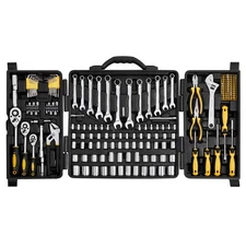 VEVOR 207-Piece Mechanics Tool Set, 1/4" 3/8" 1/2" Drive Sockets, SAE and Metric